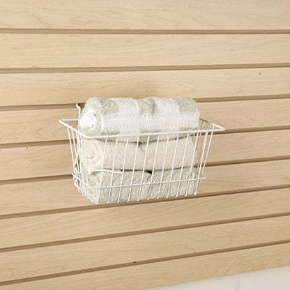 Econoco - White Multi-Fit Narrow Wire Basket for Slatwall, Pegboard or Gridwall (Set of 6) Metal Semi-Gloss Basket, White - color: White Finish