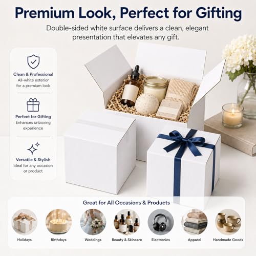 8x8x8 White Shipping Boxes, 25 Pack - size: 8x8x8 Inch