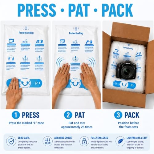 Expanding Foam Packaging (4-Pack) — Shock-Absorbing, Self-Expanding Foam Packaging Bags for Secure Shipping of Computers & Precision Goods (2x 18"x30", 2x 21"x34") - size: big