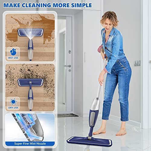 BPAWA Spray Mops for Floor Cleaning: Wet Microfiber Mop for Hardwood Tile - color: Darkblue-gray
