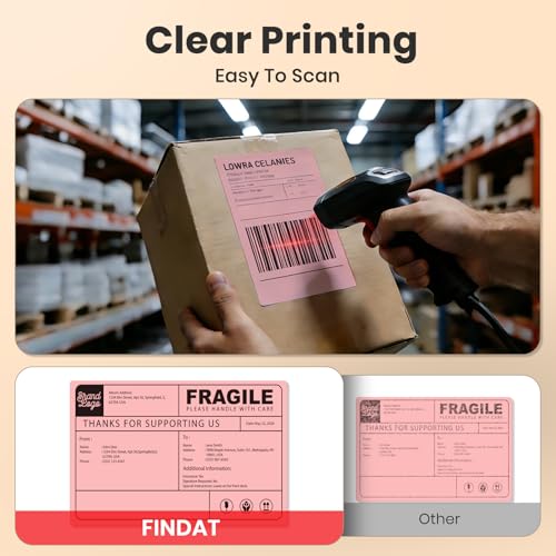 Direct Thermal Label Pink Vinyl 4 x 6 Inch Printer Sticker 250 PCS - color: Pink