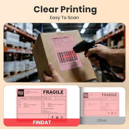 Direct Thermal Label Pink Vinyl 4 x 6 Inch Printer Sticker 250 PCS - color: Pink