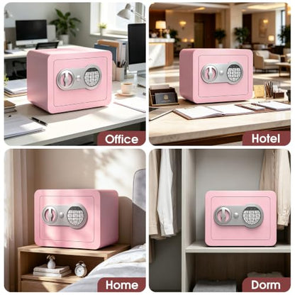 Small Safes for Home Small Safe Box Mini Safe with Coin Slot Personal Safes for Money Cash Documents Kids Safety Box with Digital Keyboard & Sensor Light Caja Fuerte Para Dinero 0.23 Cubic (pink) - color: pink