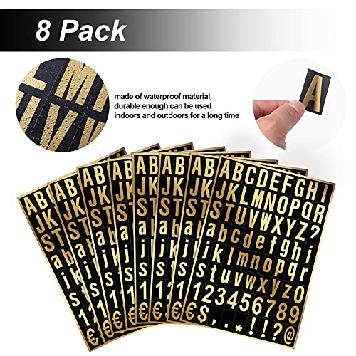 Zonon 8 Sheets Mailbox Numbers Letters Stickers,1 Inch,Gold in Black - color: Gold in Black, size: 1 Inch