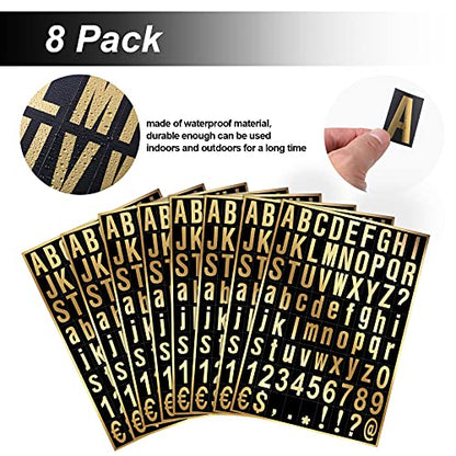 Zonon 8 Sheets Mailbox Numbers Letters Stickers,1 Inch,Gold in Black - color: Gold in Black, size: 1 Inch