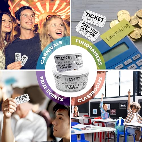 PM Company 2000 Pcs (1000 Pairs) Raffle Tickets Double Roll, 50/50 White - color: White