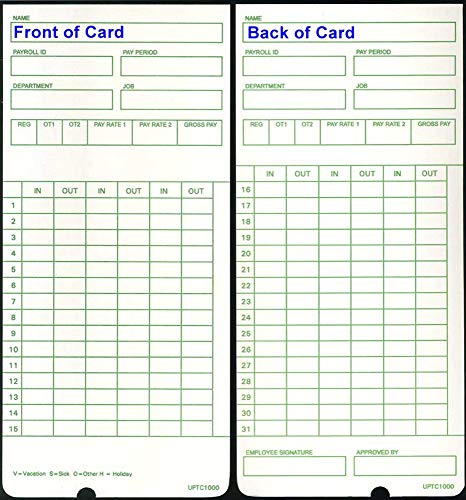 Compumatic Time Cards for uPunch HN1000 & HN3000 AutoAlign Clocks (Qty 300) - size: 300 Cards