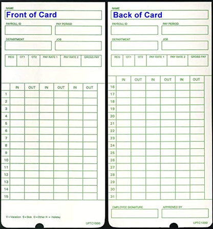 Compumatic Time Cards for uPunch HN1000 & HN3000 AutoAlign Clocks (Qty 300) - size: 300 Cards
