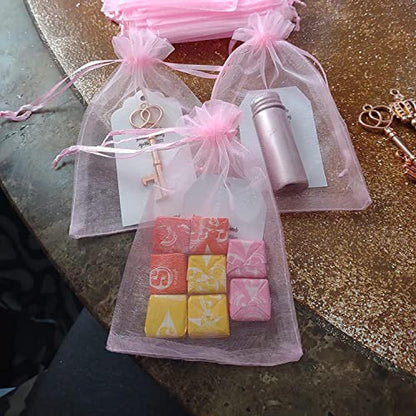 Sheer Organza Mesh Drawstring Gift Bags Reusable 100pcs 4x6 Inch Pink - color: Pink 4x6in 100pc