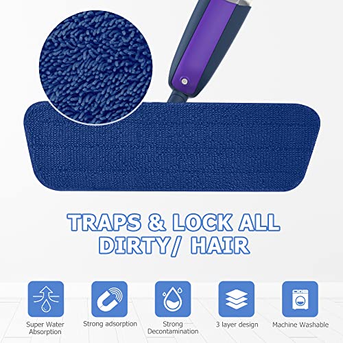 Spray Wet Mops for Floors Cleaning: Hardwood Floor Mop Refillable 2 Bottles - color: Purple