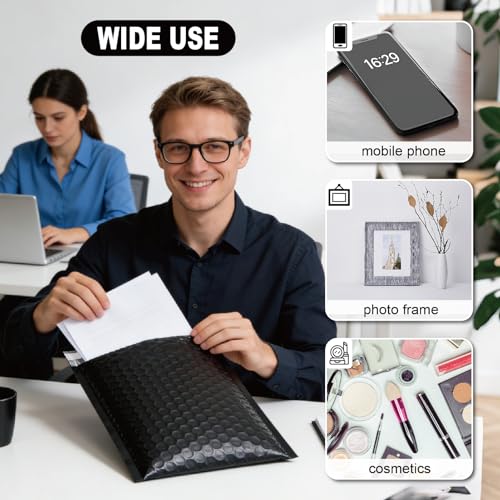 100PC Bubble Mailers 6x10 Inch, Black Self-Sealing Padded Shipping Envelopes, Waterproof Cushioned Mailers Bulk for Small Business, eCommerce, Packaging, Mailing & Shipping Supplies