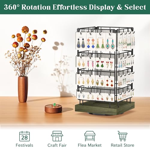 EsLuker.ly Rotating Earring Display Holder Stand for Vendors Selling, Rustic Gray - color: Rustic Gray+Black