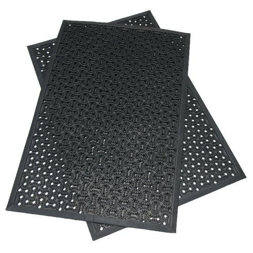 Rubber-Cal Dura-Scraper Drainage Commercial Door Mat - 3/8 in x 2 ft x 3 ft - Black Rubber Doormats - size: 2' x 3' (Rectangular)