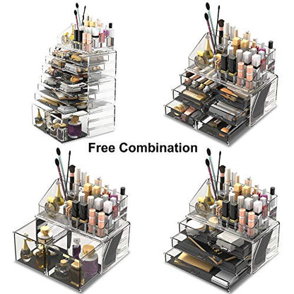 Readaeer Makeup Cosmetic Organizer Storage Drawers Display Boxes Case with 12 Drawers(Clear) - color: Clear