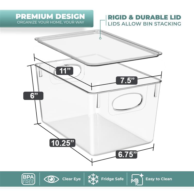 Sorbus Clear Toy Storage Bins with Lids, Stackable (Large, 4 Pack) - size: Large, style: 4 Pack