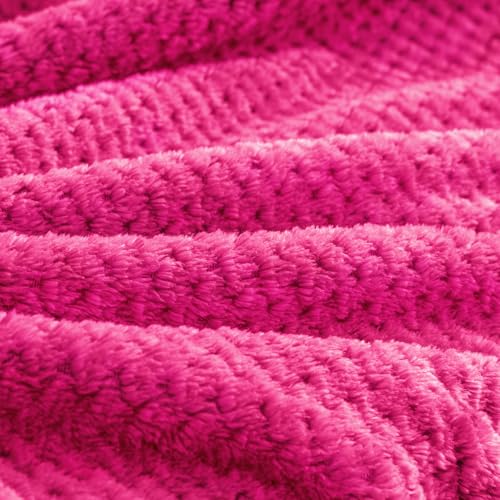 BEDELITE Travel Blanket with Bag, Jacquard Fleece Blanket 65"x40", Hot Pink - color: Hot Pink