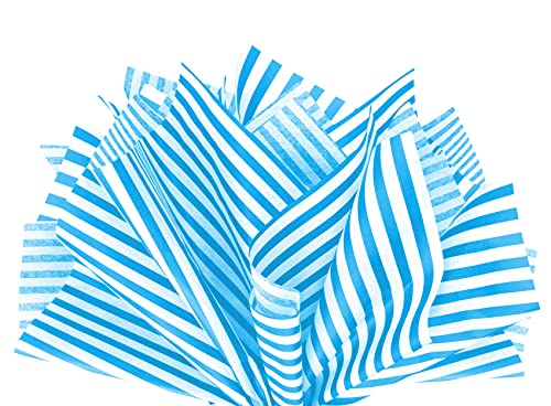 Flexicore Packaging Turquoise Blue Pin Stripe Print Gift Wrap Tissue Paper Size: 15 Inch X 20 Inch | Count: 10 Sheets | Color: Turquoise Pin Stripe - color: Turquoise Striped, size: 10 Sheets