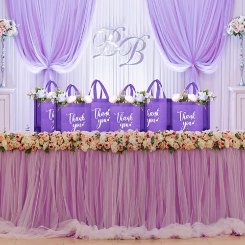 Sweetude 30 Thank You Non Woven Gift Bag, 11 x 12 x 5 Inch, Dark Purple - color: Dark Purple, size: 11 X 12 X 5 Inch
