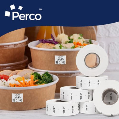 Perco 2 Line USE BY Labels - 6,000 Blank Date Gun Labels for Perco 2 Line Date Guns - 8 Rolls, 1 Sleeve - Made in USA - size: 1 Sleeve, style: USE BY