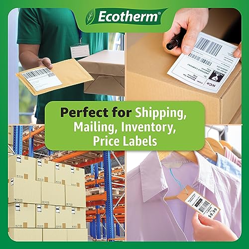 1" x 3" Thermal Labels | 4 Rolls | 2720 Labels | fits Zebra, Godex, Arkscan, iDPRT, Offnova Thermal Label Printers and More | Blank White Adhesive Stickers by Ecotherm - size: 1 x 3 - 2720 Labels