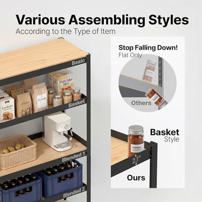 HOMEDANT House Black 36.2" W 5 Tier Storage Shelves Garage Shelving Unit - color: Black, size: 36.2"W x 16.5"D