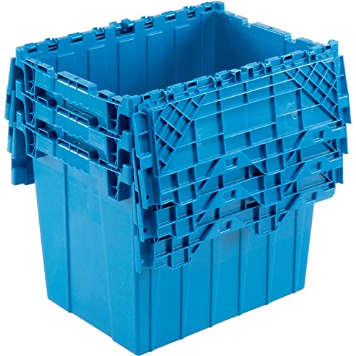 Global Industrial Distribution Container With Hinged Lid, 21-7/8x15-1/4x17-1/4, Blue - color: Blue