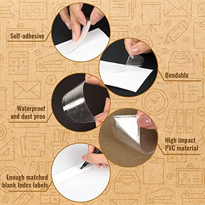 100 Pieces Label Holders Adhesive Shelf Tag with Blank Index Card