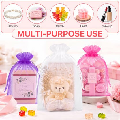 ANZNKU 100PCS Organza Bags 5x7 White Small Gift Mesh Drawstring Goodie Bags - color: White