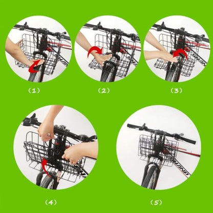 Folding Bike Front Basket Bicycle Wire Basket with Handles Easy Installation on Front Handlebar
