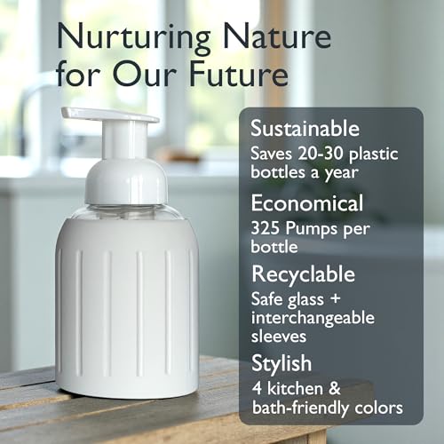 Foaming Glass Hand Soap Dispenser Pump Stone 8oz - color: Stone
