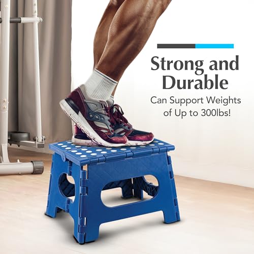 Handy Laundry Folding Step Stool 9 Inch, Blue, Non-Slip Holds 300 lbs - color: Blue, size: 9 Inch