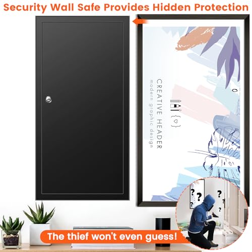 29.53" Tall Wall Safe [ 33% Larger Capacity ] with 2 Removable Shelf & Lock - color: Black, size: 29.53" Tall