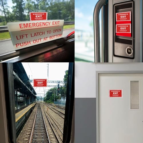 10 Pack 3X4" Car Vehicle School Bus Train Red Hanle Emergency Exit Notice Warning Caution Signs Decal Sticker-Pull Red Handle Up,Push Window Out red