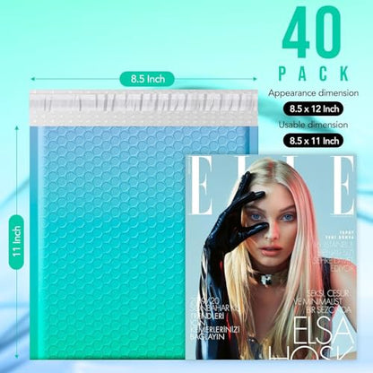 Fuxury Bubble Mailers 8.5x12" 40 Pack Padded Envelopes Usable Size 8.5x11" - color: Fairyland Green, size: 8.5x12" 40PC