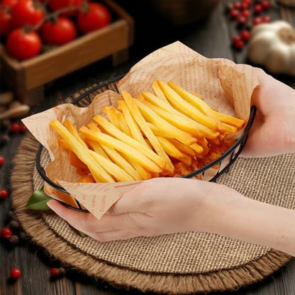 10 Pack Fast Food Oval Baskets, Wire Bread Basket for Serving, Reusable Chip Burger Fruit Vegetables Bowl Storage for Kitchen Table, Restaurants, Snack Bar, Metal (Matte Black) - color: Matte Black