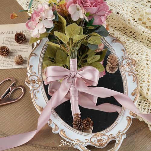 MAYREEL Dusty Rose Satin Ribbon 1 Inch Double Faced 50 Yards - color: Dusty Rose, size: 1 Inch