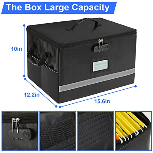 EXLIFBAG Fireproof File Organizer with Lock, 1 Layer - color: Black, size: 1 Layer