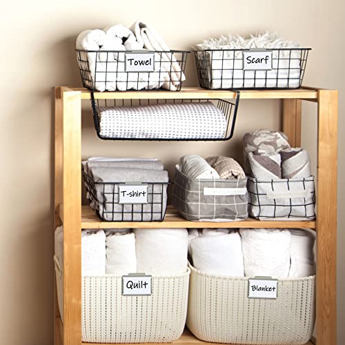 Zonon 12 Pack Metal Basket Labels Clip for Storage Bins