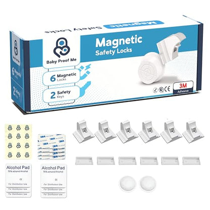 Baby Proof Me Baby Proofing Magnetic Child Safety Cabinet Locks, 6-Pack - size: 6 Locks + 2 Keys