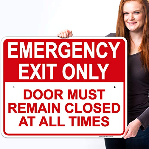 Emergency Exit Only, Door Must Remain Closed Sign, - size: 24x30