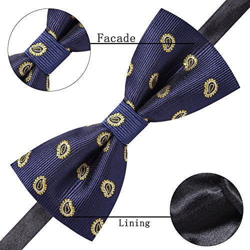 AUSKY 8 PACKS Elegant Adjustable Pre-tied Bow Ties for Men Boys (1&4&5&6&8 Pack for option) - color: F