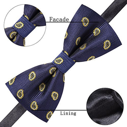 AUSKY 8 PACKS Elegant Adjustable Pre-tied Bow Ties for Men Boys (1&4&5&6&8 Pack for option) - color: F
