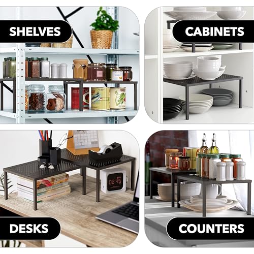 Simple Houseware Cabinet Counter Shelf Organizer w/Steel Surface, Bronze - color: Bronze
