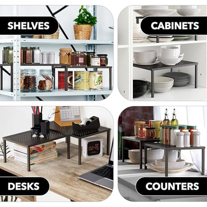 Simple Houseware Cabinet Counter Shelf Organizer w/Steel Surface, Bronze - color: Bronze