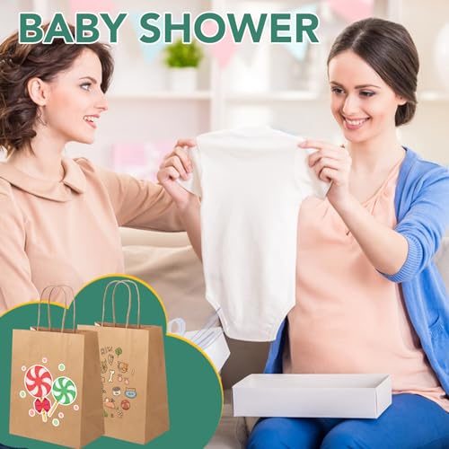 XPCARE Brown Paper Bags with Handles, 100Pcs 8x4.5x10In Kraft Paper Bag - color: Brown