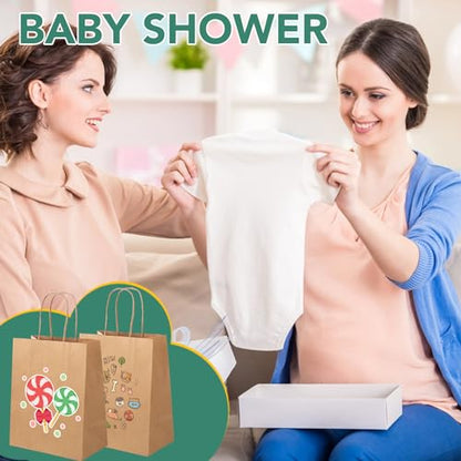 XPCARE Brown Paper Bags with Handles, 100Pcs 8x4.5x10In Kraft Paper Bag - color: Brown