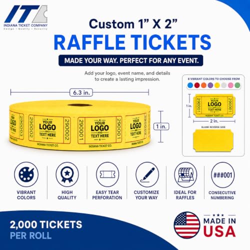 Custom Printed Raffle Tickets, 1x2 Single Roll - size: 1 X 2 (Single)
