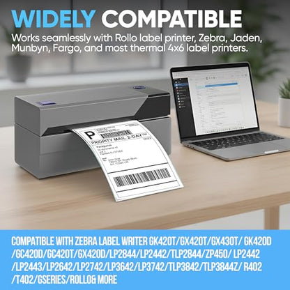 4"x6" Direct Thermal Label Roll, Shipping Labels with Perforated, Commercial Grade for Thermal Printer, 250 Labels/Roll, 10 Rolls (2,500 Labels Total) - size: 250*10 Roll Labels