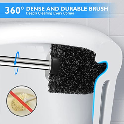 Toilet Brush and Holder 2 Pack, 304 Stainless Steel Toilet Brush with Extended and Durable Comfortable Brush Handle, Toilet Bowl Brush for Bathroom Toilet - Ergonomic, Pratical Durable (Gold) - color: Gold