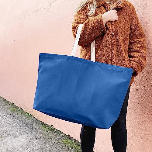 Large Canvas Tote Bag Reusable Extra Big Grocery Bags - color: Ocean Blue